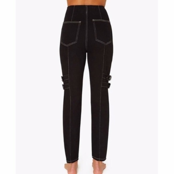 WeWoreWhat Bowery Pant Denim w Buckle Details in Black Danielle Bernstein sz 29 - Picture 14 of 14